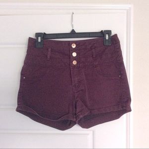 Maroon Refuge High-Waisted Shorts